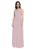 Long Sheath V-Neck Sleeveless Primrose Chiffon Bridesmaid Dress Marla