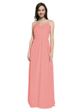 Long Sheath V-Neck Sleeveless Watermelon Chiffon Bridesmaid Dress Marla