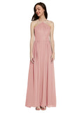 Long A-Line Halter Sleeveless Bliss Chiffon Bridesmaid Dress Raya