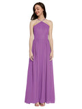 Long A-Line Halter Sleeveless Dahlia Chiffon Bridesmaid Dress Raya