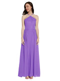 Long A-Line Halter Sleeveless Tahiti Chiffon Bridesmaid Dress Raya