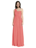 Long A-Line One Shoulder Sweetheart Sleeveless Desert Rose Chiffon Bridesmaid Dress Ida