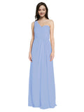 Long A-Line One Shoulder Sweetheart Sleeveless Lavender Chiffon Bridesmaid Dress Ida