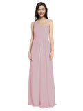 Long A-Line One Shoulder Sweetheart Sleeveless Primrose Chiffon Bridesmaid Dress Ida