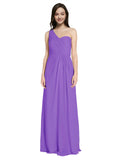 Long A-Line One Shoulder Sweetheart Sleeveless Tahiti Chiffon Bridesmaid Dress Ida