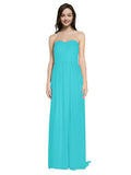 Long A-Line Sweetheart Sleeveless Aqua Chiffon Bridesmaid Dress Emelie