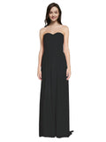 Long A-Line Sweetheart Sleeveless Black Chiffon Bridesmaid Dress Emelie