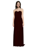 Long A-Line Sweetheart Sleeveless Burgundy Gold Chiffon Bridesmaid Dress Emelie