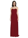 Long A-Line Sweetheart Sleeveless Burgundy Chiffon Bridesmaid Dress Emelie