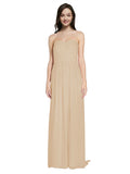 Long A-Line Sweetheart Sleeveless Champagne Chiffon Bridesmaid Dress Emelie