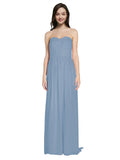 Long A-Line Sweetheart Sleeveless Dusty Blue Chiffon Bridesmaid Dress Emelie