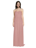 Long A-Line Sweetheart Sleeveless Dusty Pink Chiffon Bridesmaid Dress Emelie