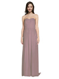 Long A-Line Sweetheart Sleeveless Dusty Rose Chiffon Bridesmaid Dress Emelie