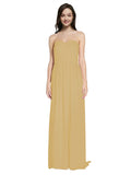 Long A-Line Sweetheart Sleeveless Gold Chiffon Bridesmaid Dress Emelie