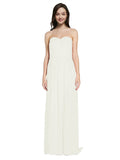 Long A-Line Sweetheart Sleeveless Ivory Chiffon Bridesmaid Dress Emelie