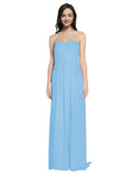 Long A-Line Sweetheart Sleeveless Periwinkle Chiffon Bridesmaid Dress Emelie