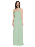 Long A-Line Sweetheart Sleeveless Sage Chiffon Bridesmaid Dress Emelie