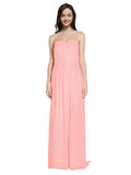 Long A-Line Sweetheart Sleeveless Salmon Chiffon Bridesmaid Dress Emelie