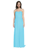 Long A-Line Sweetheart Sleeveless Sky Blue Chiffon Bridesmaid Dress Emelie