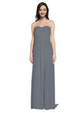 Long A-Line Sweetheart Sleeveless Slate Grey Chiffon Bridesmaid Dress Emelie