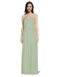 Long A-Line Sweetheart Sleeveless Smoke Green Chiffon Bridesmaid Dress Emelie