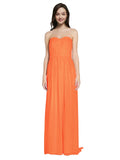 Long A-Line Sweetheart Sleeveless Tangerine Tango Chiffon Bridesmaid Dress Emelie