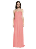 Long A-Line Sweetheart Sleeveless Watermelon Chiffon Bridesmaid Dress Emelie