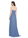 Long A-Line Sweetheart Sleeveless Windsor Blue Chiffon Bridesmaid Dress Emelie