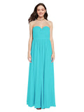 Long A-Line Sweetheart Sleeveless Aqua Chiffon Bridesmaid Dress Ali