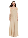 Long A-Line Sweetheart Sleeveless Champagne Chiffon Bridesmaid Dress Ali