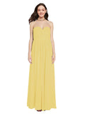 Long A-Line Sweetheart Sleeveless Daffodil Chiffon Bridesmaid Dress Ali