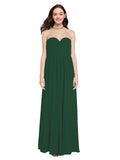 Long A-Line Sweetheart Sleeveless Dark Green Chiffon Bridesmaid Dress Ali