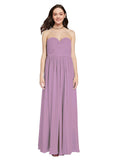 Long A-Line Sweetheart Sleeveless Dark Lavender Chiffon Bridesmaid Dress Ali