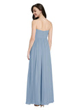 Long A-Line Sweetheart Sleeveless Dusty Blue Chiffon Bridesmaid Dress Ali