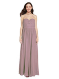 Long A-Line Sweetheart Sleeveless Dusty Rose Chiffon Bridesmaid Dress Ali