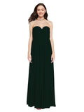 Long A-Line Sweetheart Sleeveless Ever Green Chiffon Bridesmaid Dress Ali