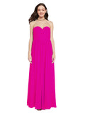 Long A-Line Sweetheart Sleeveless Fuchsia Chiffon Bridesmaid Dress Ali