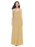 Long A-Line Sweetheart Sleeveless Gold Chiffon Bridesmaid Dress Ali