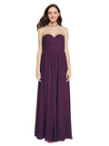 Long A-Line Sweetheart Sleeveless Grape Chiffon Bridesmaid Dress Ali