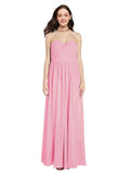 Long A-Line Sweetheart Sleeveless Hot Pink Chiffon Bridesmaid Dress Ali