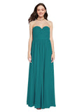 Long A-Line Sweetheart Sleeveless Hunter Chiffon Bridesmaid Dress Ali