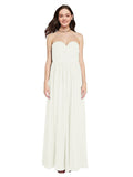 Long A-Line Sweetheart Sleeveless Ivory Chiffon Bridesmaid Dress Ali