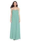 Long A-Line Sweetheart Sleeveless Jade Chiffon Bridesmaid Dress Ali