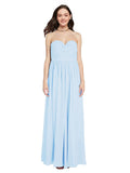 Long A-Line Sweetheart Sleeveless Light Sky Blue Chiffon Bridesmaid Dress Ali