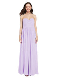 Long A-Line Sweetheart Sleeveless Lilac Chiffon Bridesmaid Dress Ali