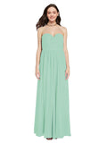 Long A-Line Sweetheart Sleeveless Mint Green Chiffon Bridesmaid Dress Ali