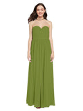 Long A-Line Sweetheart Sleeveless Olive Green Chiffon Bridesmaid Dress Ali