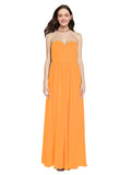 Long A-Line Sweetheart Sleeveless Orange Chiffon Bridesmaid Dress Ali