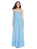 Long A-Line Sweetheart Sleeveless Periwinkle Chiffon Bridesmaid Dress Ali