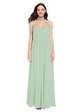 Long A-Line Sweetheart Sleeveless Sage Chiffon Bridesmaid Dress Ali